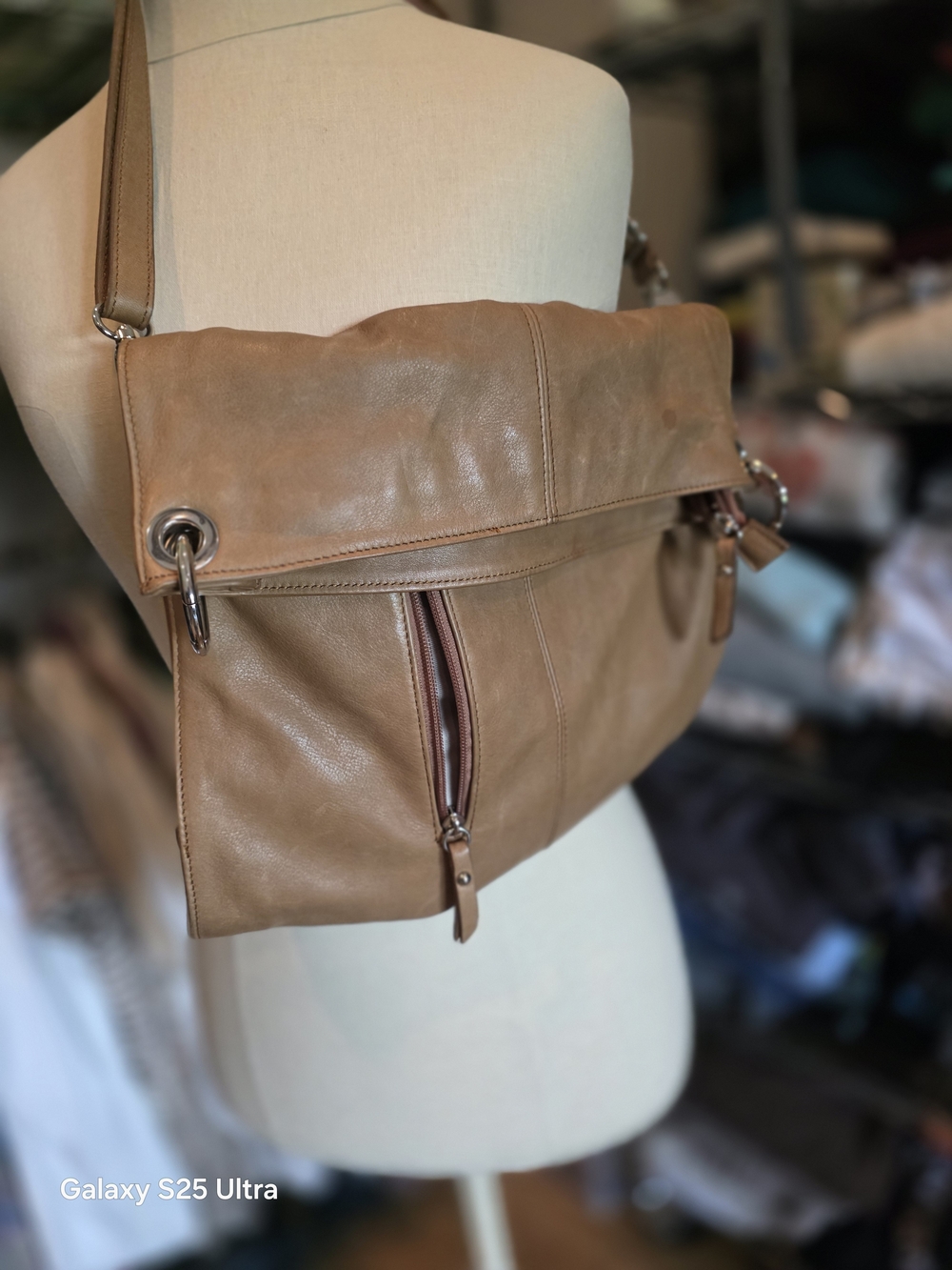 Valentina Tan Leather Crossbody Bag - Classic Everyday Carry